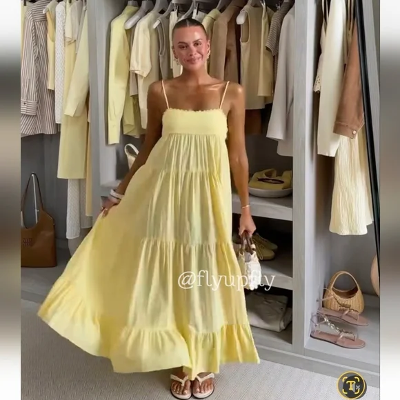 ZARA OPEN BACK MAXI DRESS YELLOW SIZE XL - Picture 6 of 11